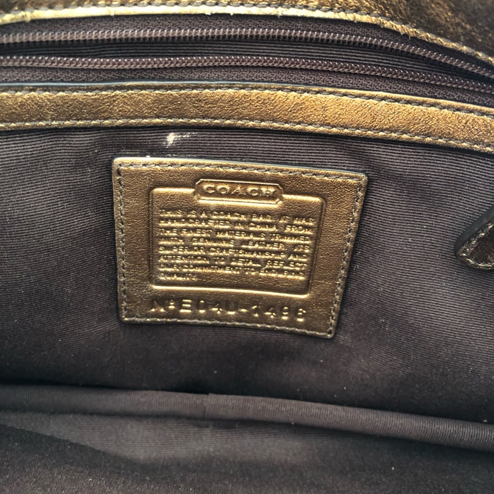 Coach Special Edition Purse Brown Suede Gold Leather Logo - Picture 6 of 6